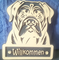 Holzbild Hundemotiv Willkommen