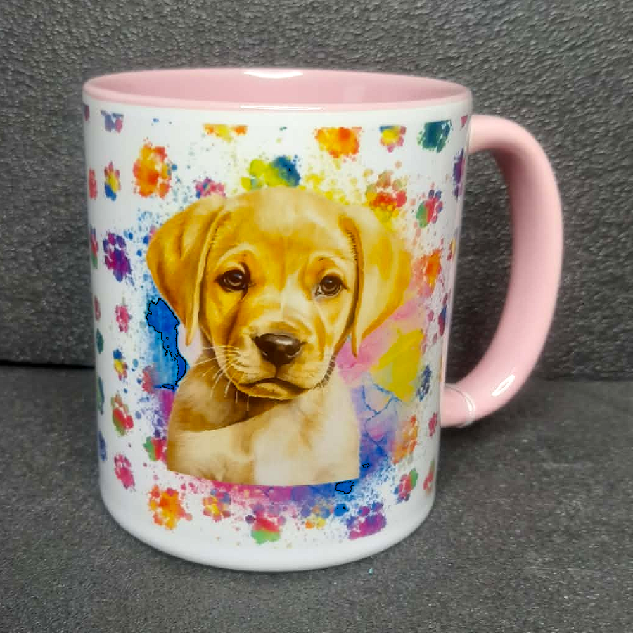 Keramiktasse Labrador blond Welpe beidseitig bedruckt