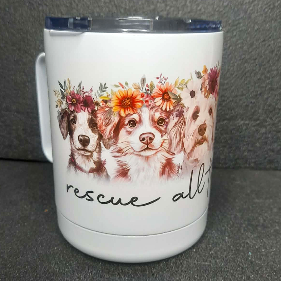 Thermotasse Edelstahl "rescue dogs" mit Deckel