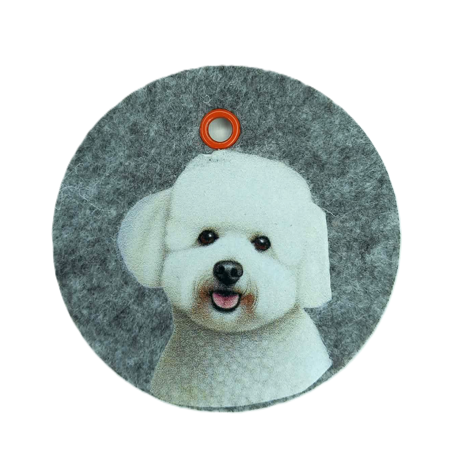 Schlüsselanhänger Filz rund Ø ca.70 mm mit Bichon Frise