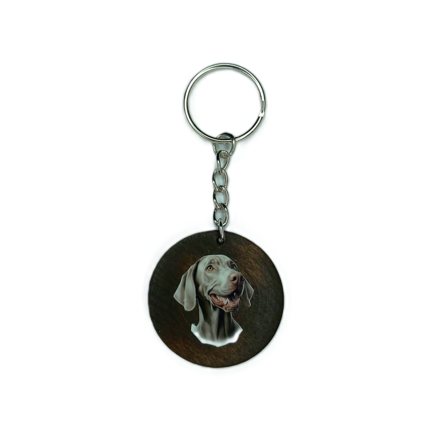 Schlüsselanhänger Holz rund Ø ca.40 mm mit Weimaraner