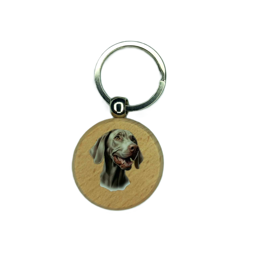 Schlüsselanhänger Holz rund Ø ca.40 mm mit Weimaraner