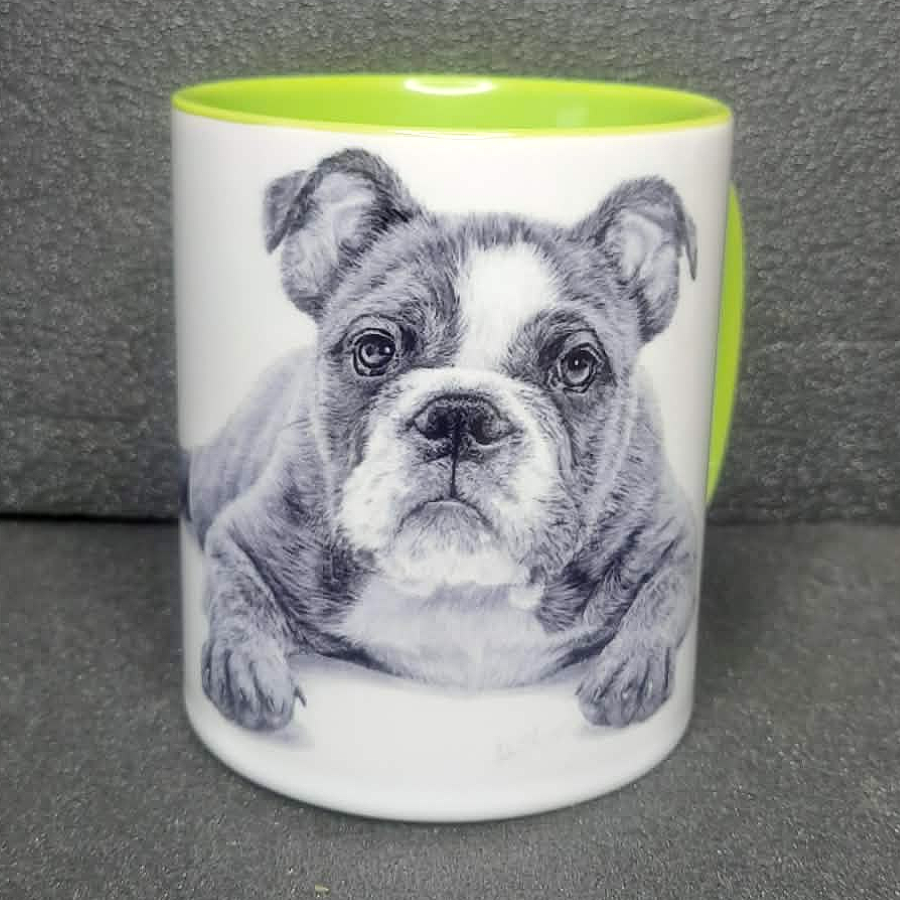 Keramiktasse Bulldogge mit Spruch