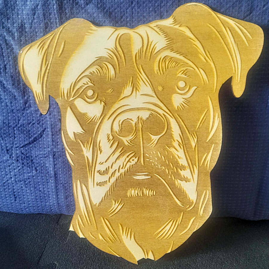 Hundekopf Holz Lasergraviert