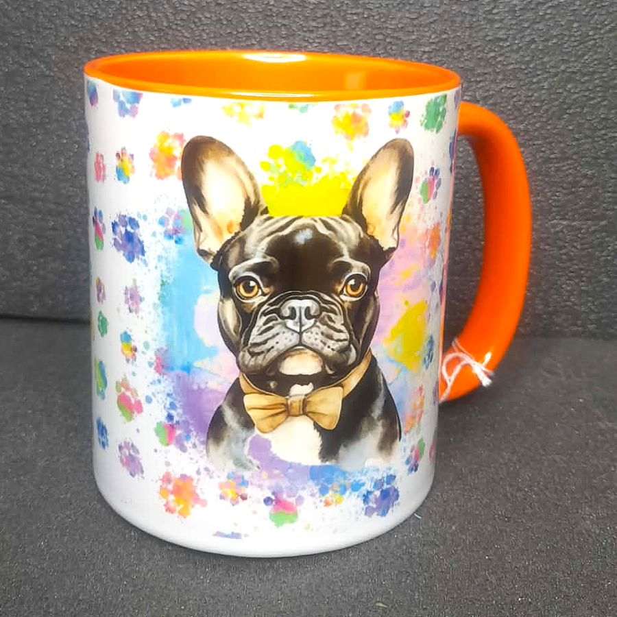 Keramiktasse Franz. Bulldogge beidseitig bedruckt