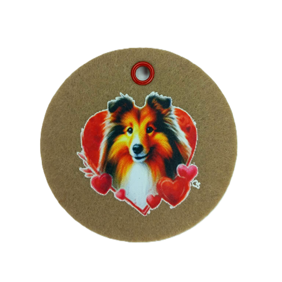 Schlüsselanhänger Filz rund Ø ca.70 mm mit Sheltie