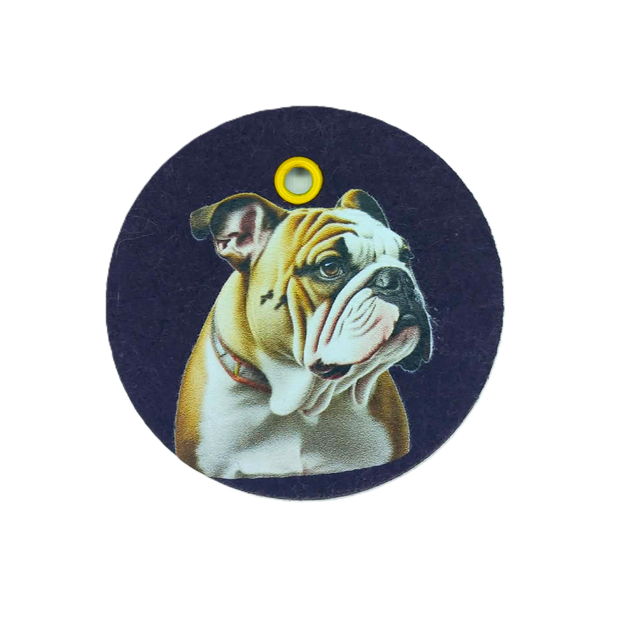 Schlüsselanhänger Filz rund Ø ca.70 mm mit Bulldogge