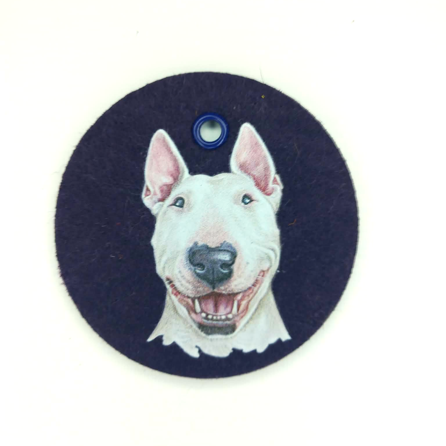 Schlüsselanhänger Filz rund Ø ca.70 mm mit Bullterrier