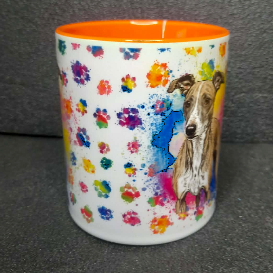 Keramiktasse Windhund beidseitig bedruckt