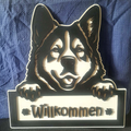 Holzbild Hundemotiv Willkommen