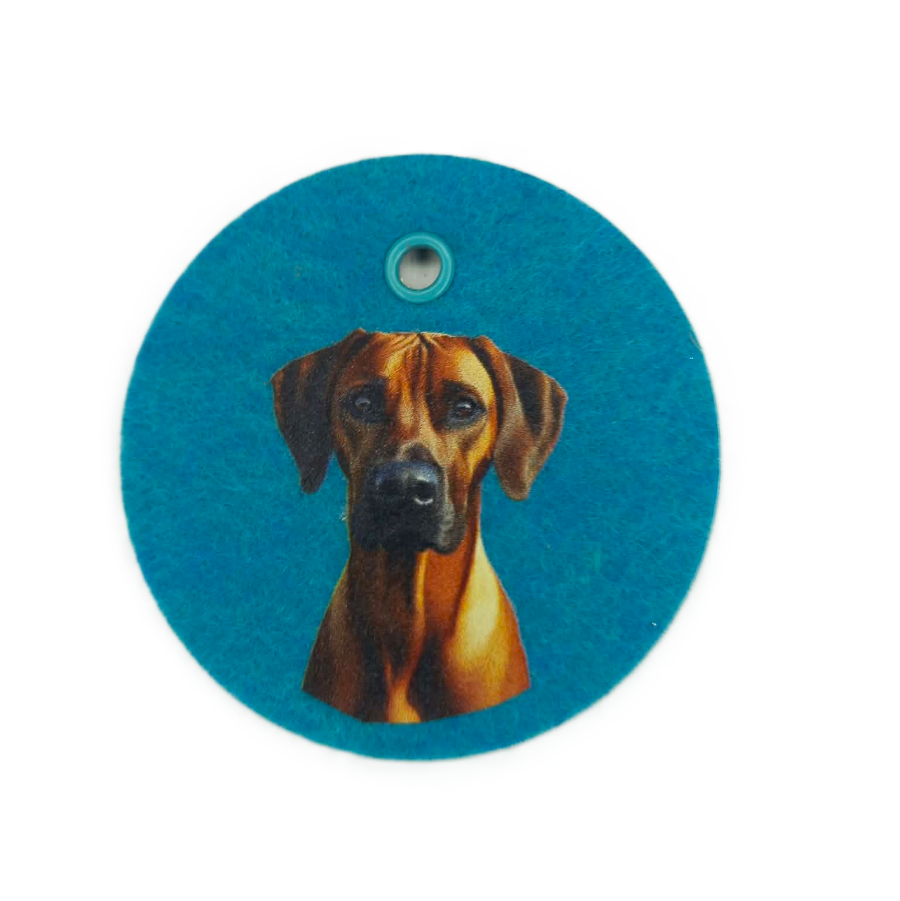 Schlüsselanhänger Filz rund Ø ca.70 mm mit Rhodesian Ridgeback