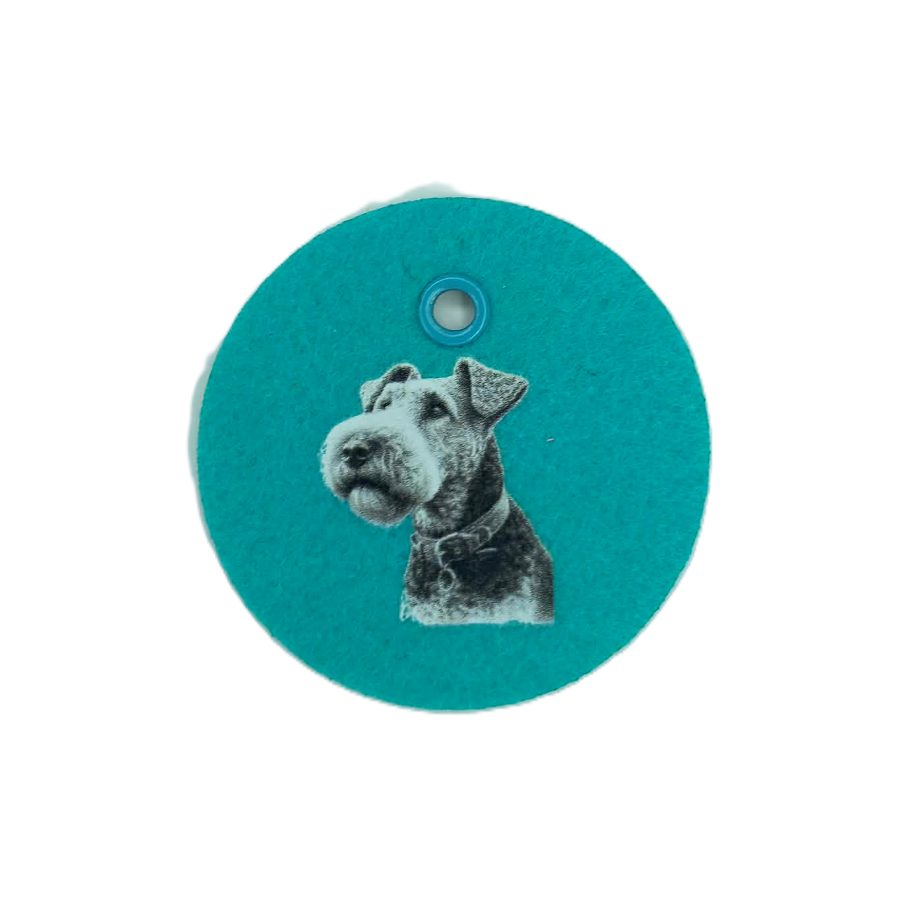 Schlüsselanhänger Filz rund Ø ca.60 mm mit Airedale Terrier / Welsh Terrier