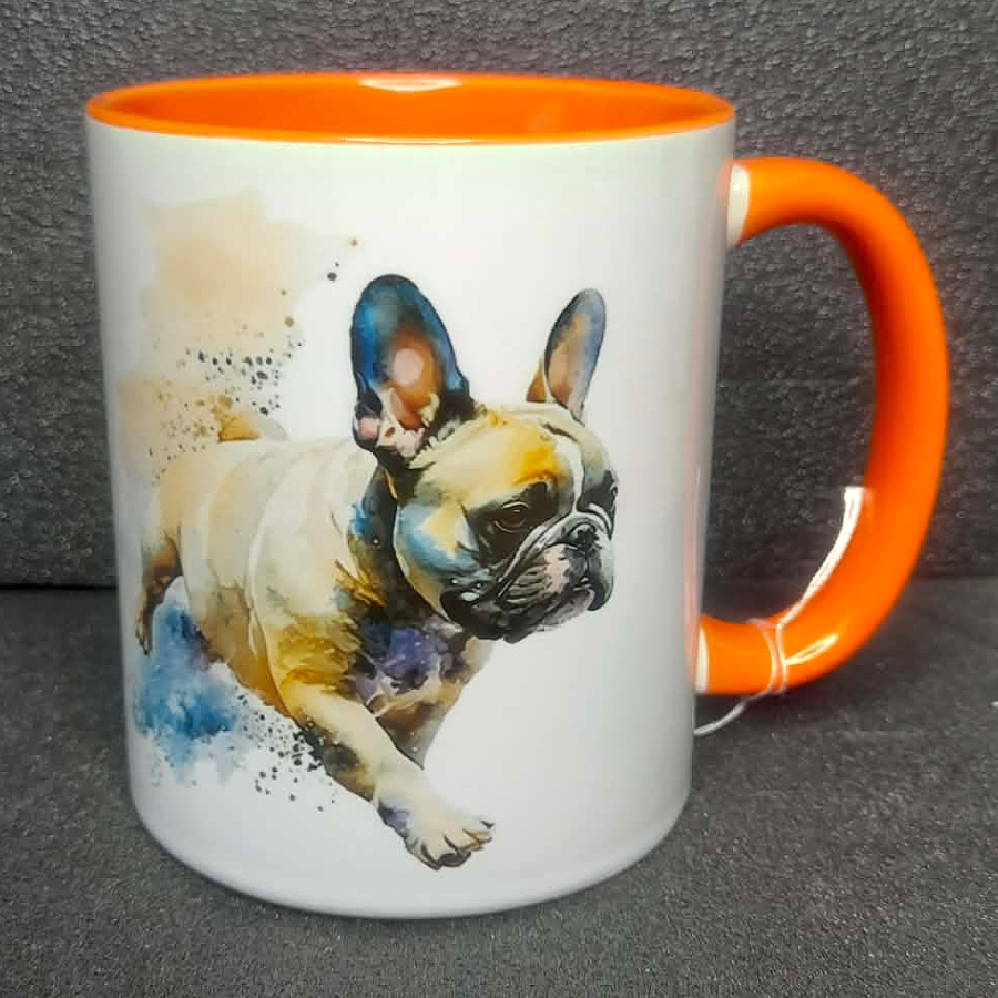 Keramiktasse Franz. Bulldogge beidseitig bedruckt