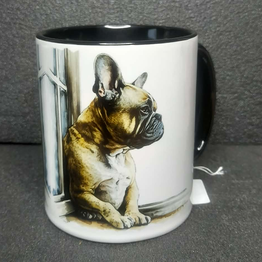 Keramiktasse Franz. Bulldogge beidseitig bedruckt
