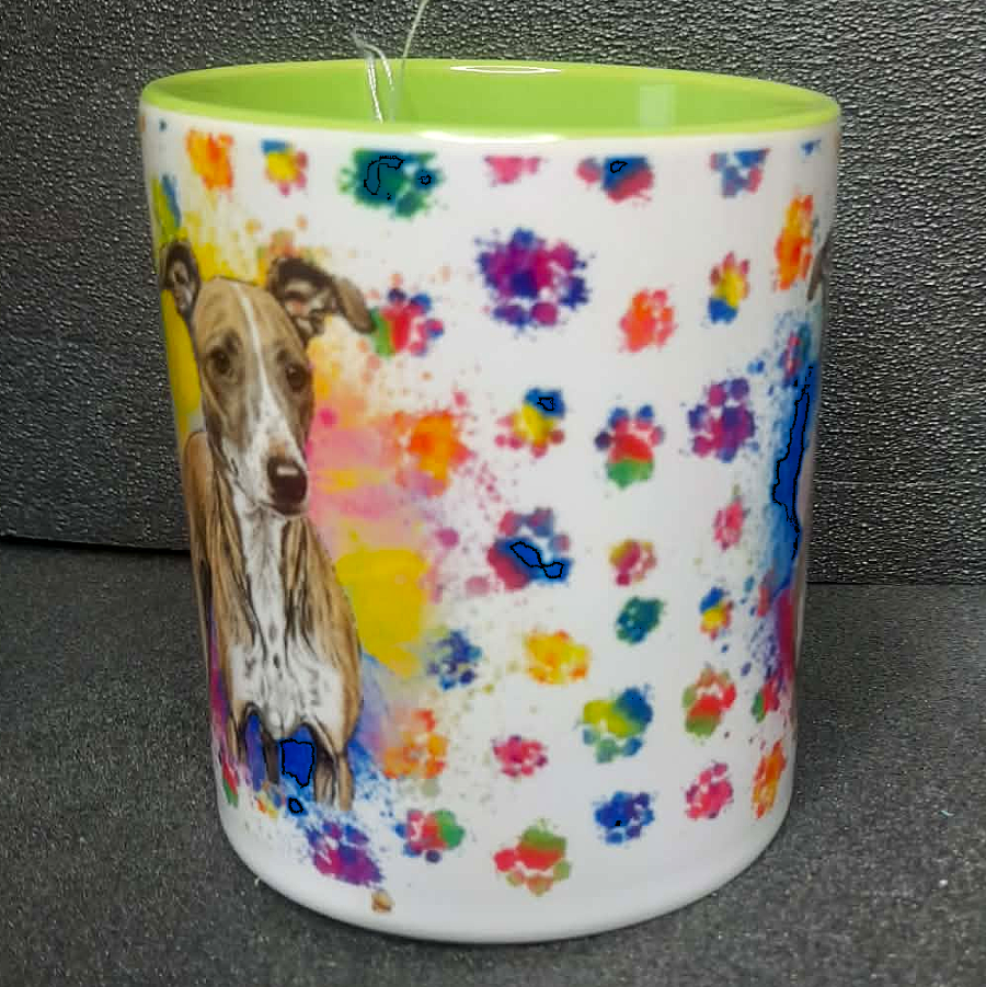 Keramiktasse Windhund beidseitig bedruckt