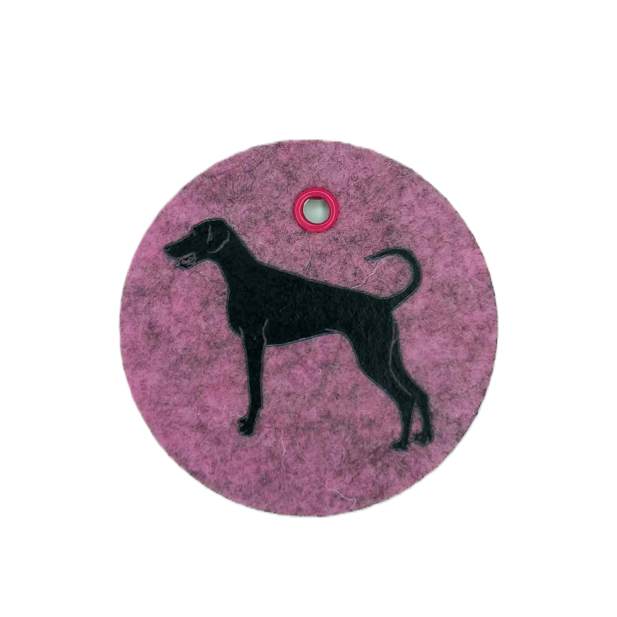 Schlüsselanhänger Filz rund Ø ca.70 mm mit Dobermann