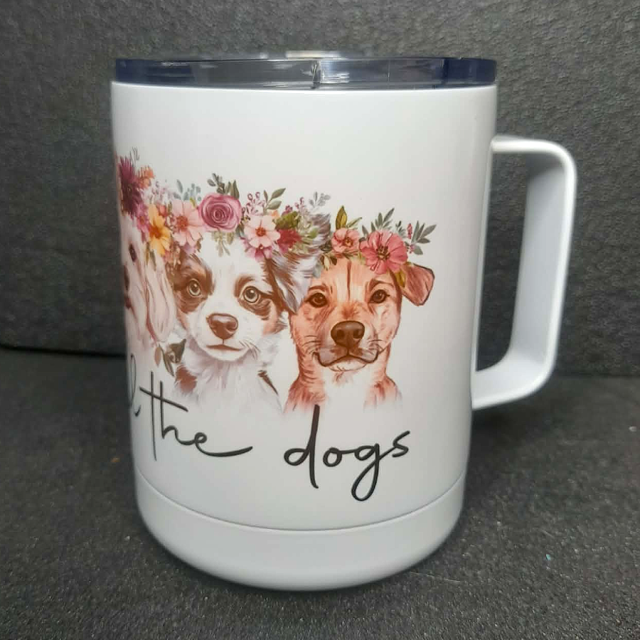 Thermotasse Edelstahl "rescue dogs" mit Deckel