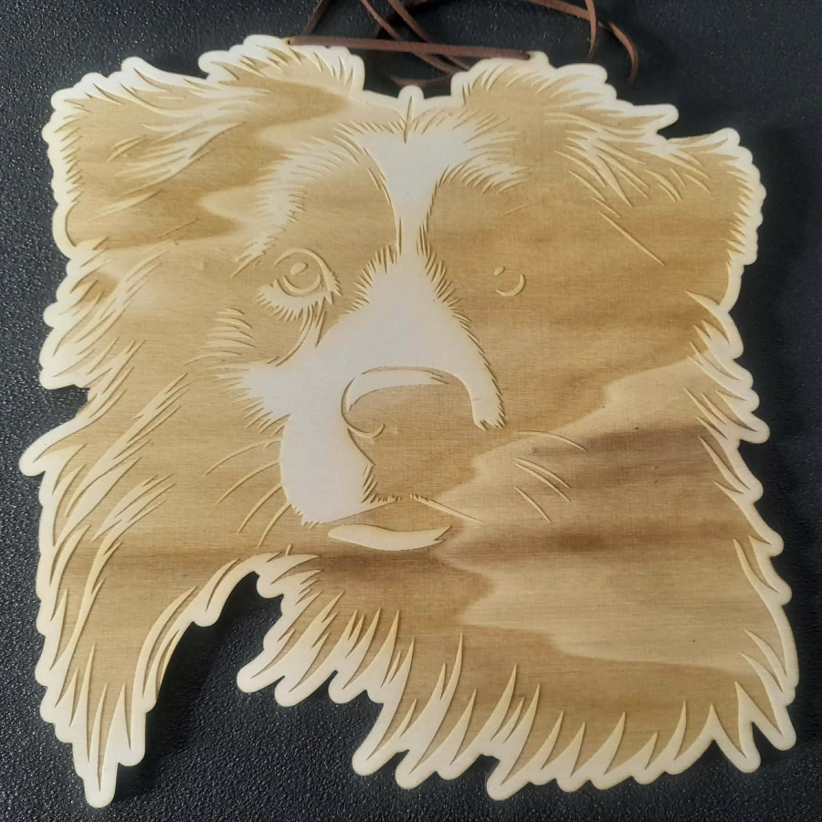 Holzbild Hundekopf Lasergraviert