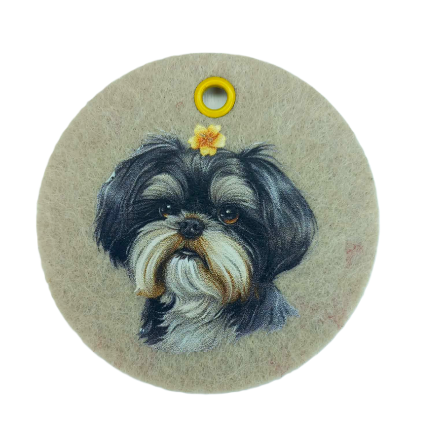 Schlüsselanhänger Filz rund Ø ca.70 mm mit Shih Tzu Motiv