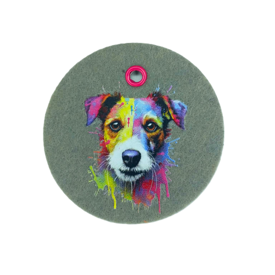 Schlüsselanhänger Filz rund Ø ca.70 mm mit Jack Russell Terrier
