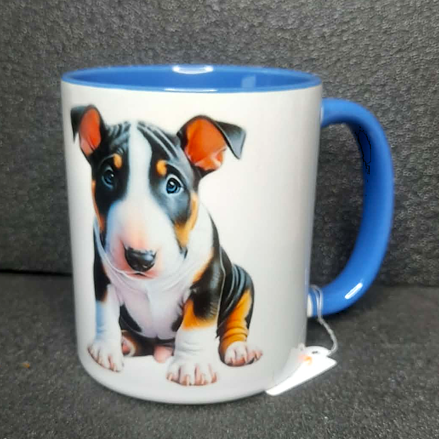Keramiktasse Bullterrier Welpe beidseitig bedruckt