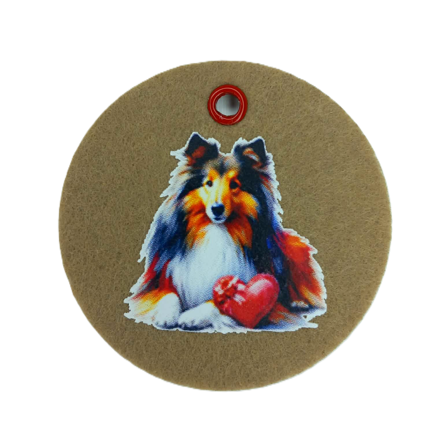Schlüsselanhänger Filz rund Ø ca.70 mm mit Sheltie