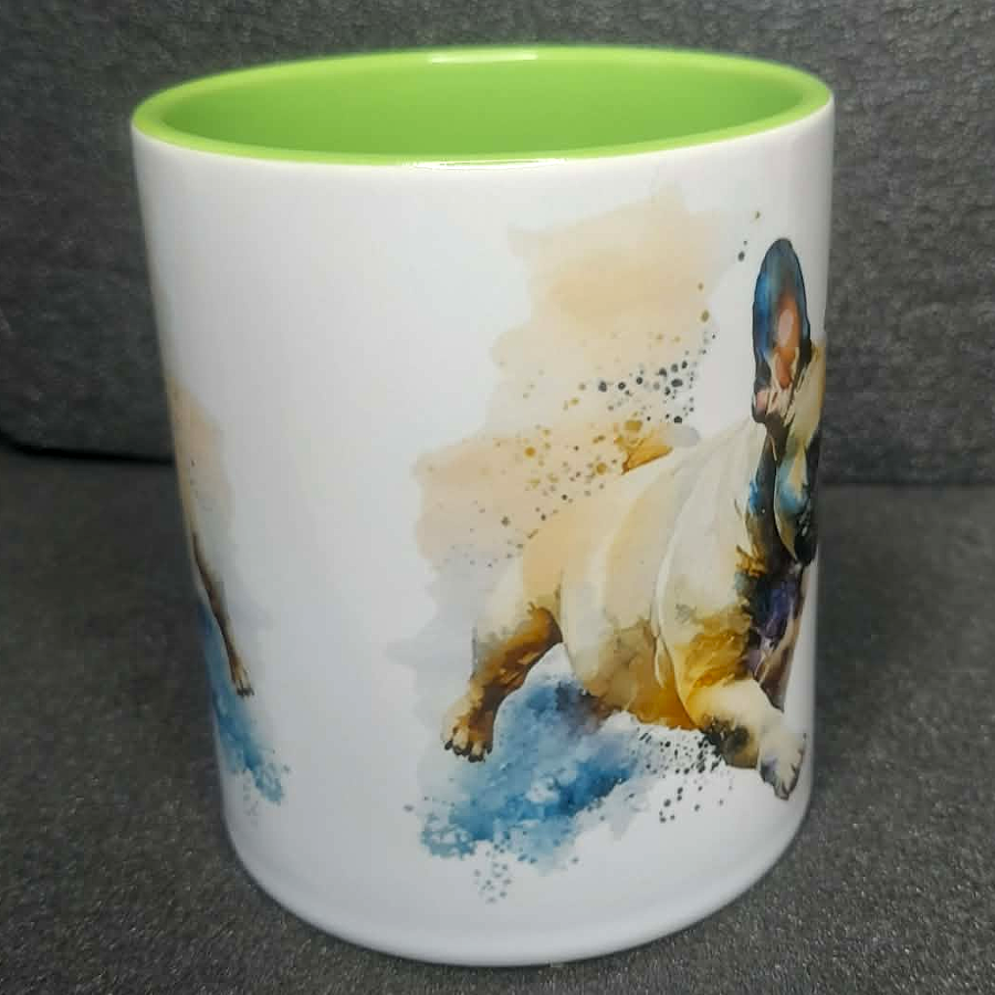Keramiktasse Franz. Bulldogge beidseitig bedruckt