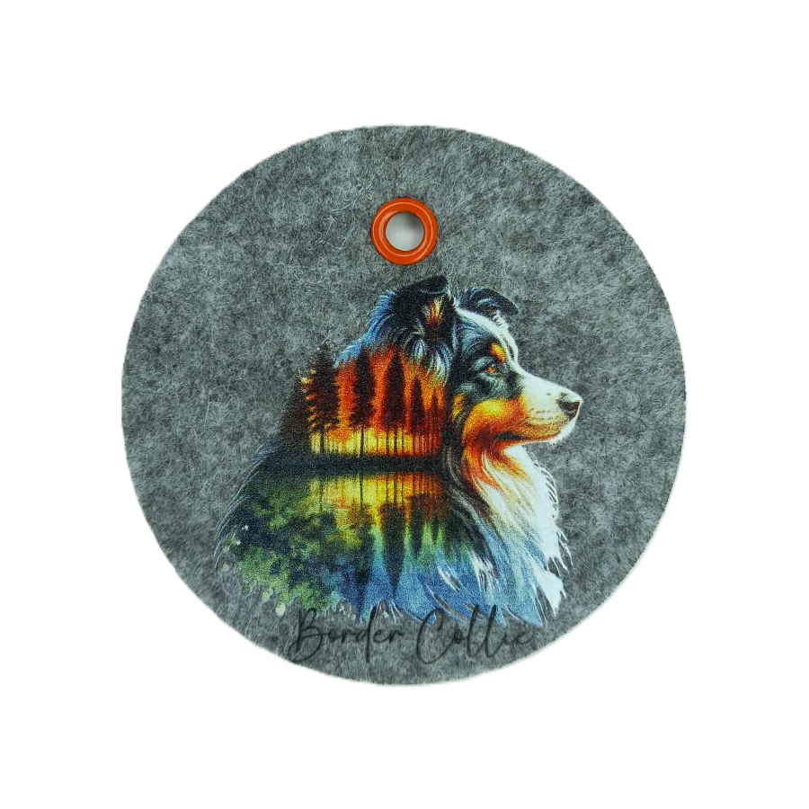 Schlüsselanhänger Filz rund Ø ca.70 mm mit Border Collie