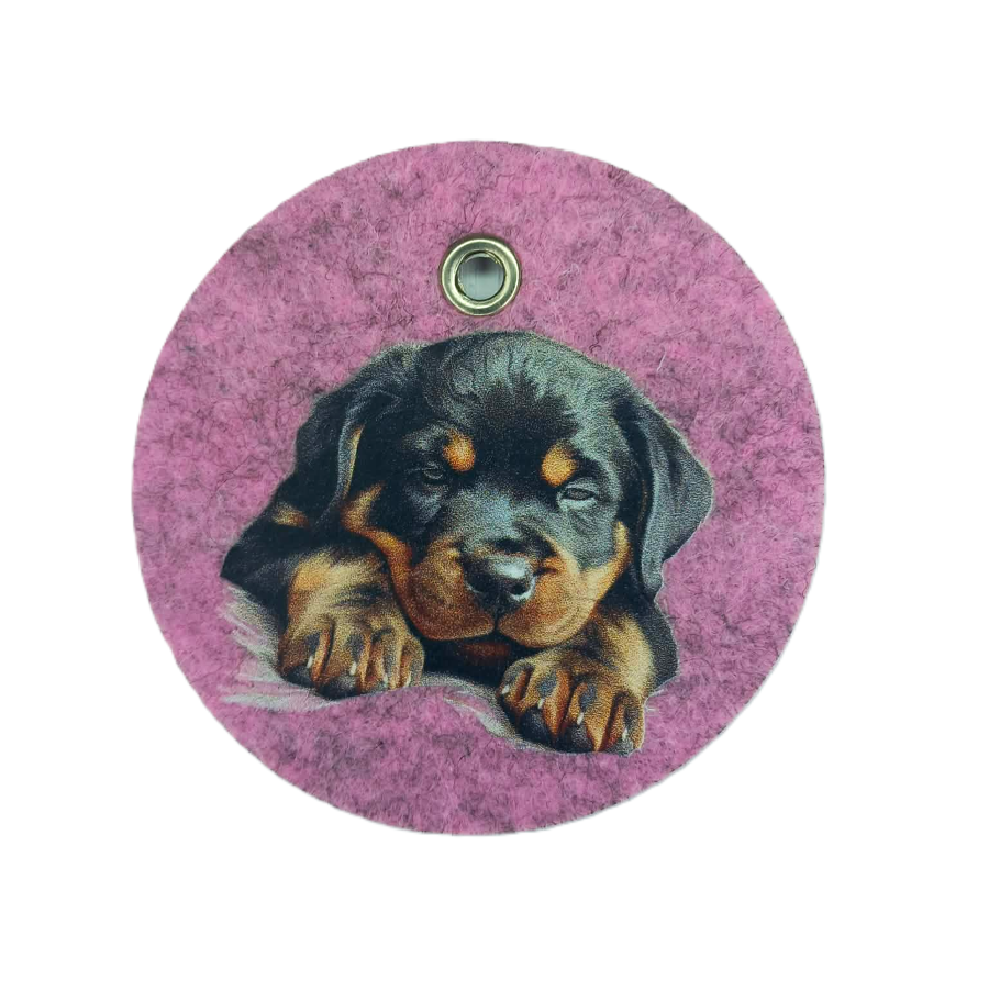 Schlüsselanhänger Filz rund Ø ca.70 mm mit Rottweiler