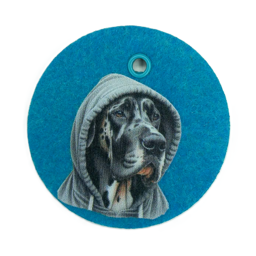 Schlüsselanhänger Filz rund Ø ca.70 mm mit Deutsche Dogge