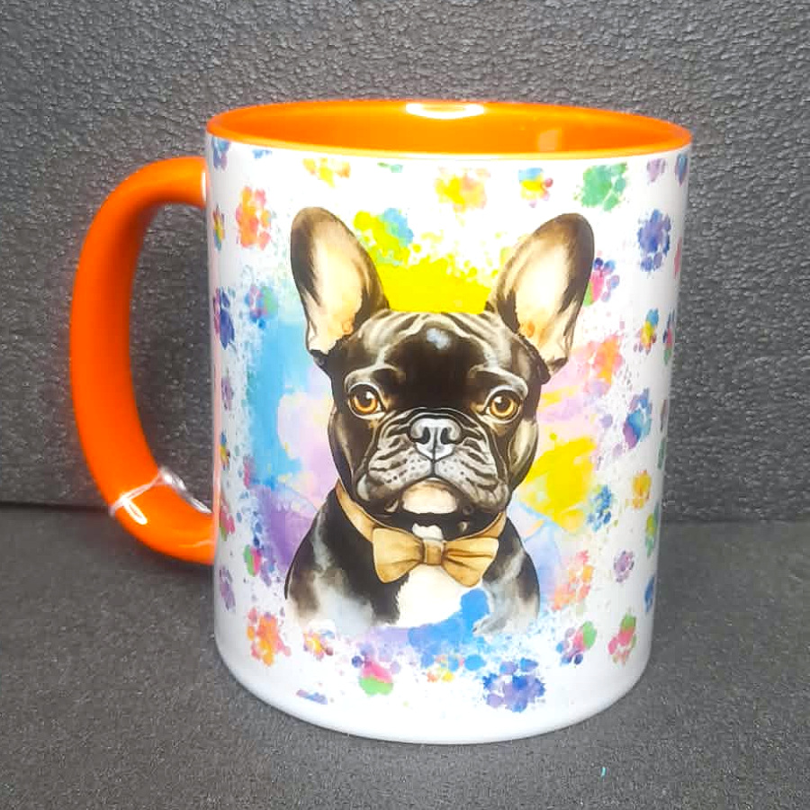 Keramiktasse Franz. Bulldogge beidseitig bedruckt