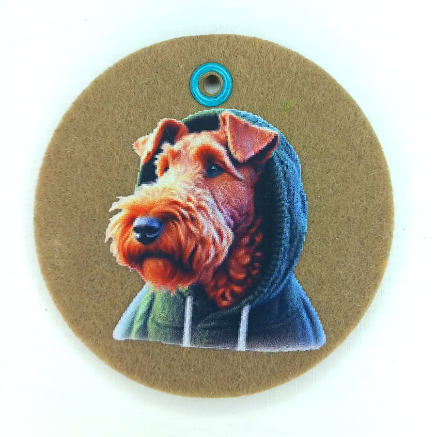 Schlüsselanhänger Filz rund Ø ca.70 mm mit Airedale oder Welsh Terrier