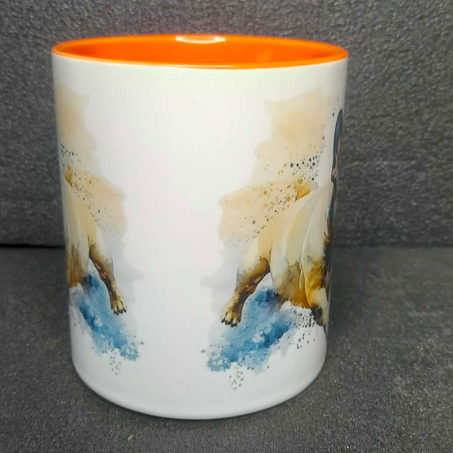 Keramiktasse Franz. Bulldogge beidseitig bedruckt