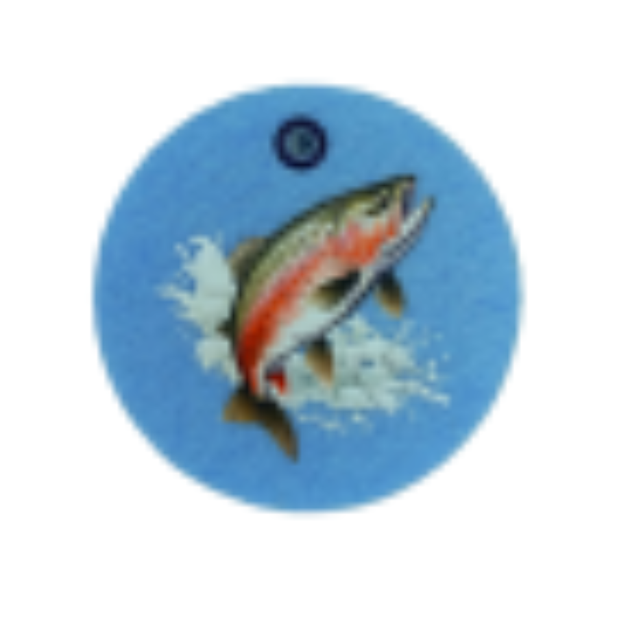 Schlüsselanhänger Filz rund Ø ca.70 mm mit Fisch oder Sensenmann