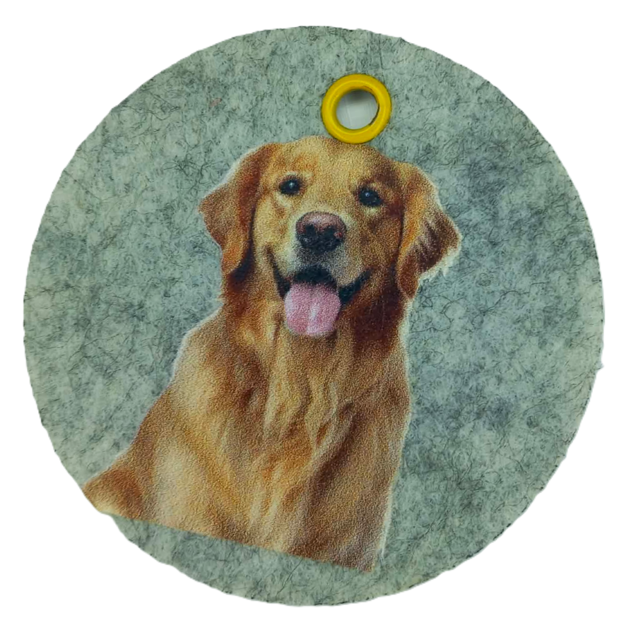 Schlüsselanhänger Filz rund Ø ca.70 mm mit Golden Retriever