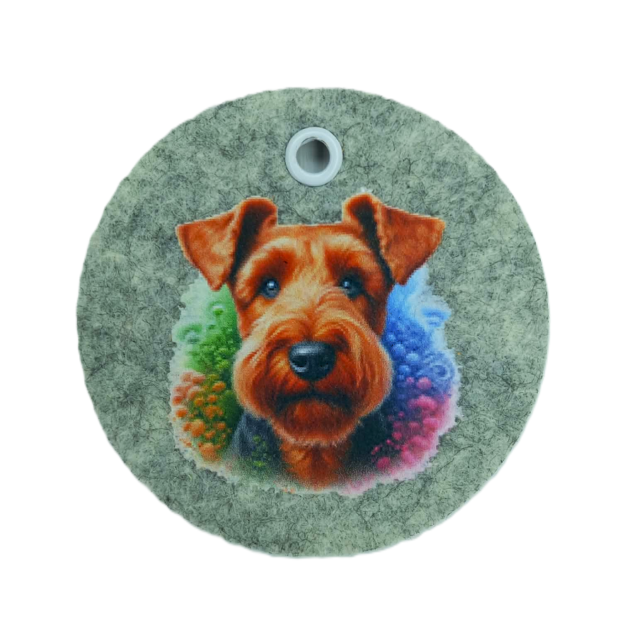 Schlüsselanhänger Filz rund Ø ca.70 mm mit Airedale oder Welsh Terrier