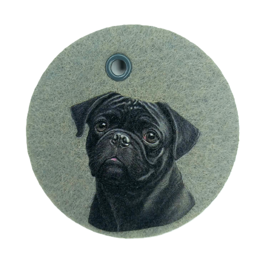 Schlüsselanhänger Filz rund Ø ca.70 mm mit Mops