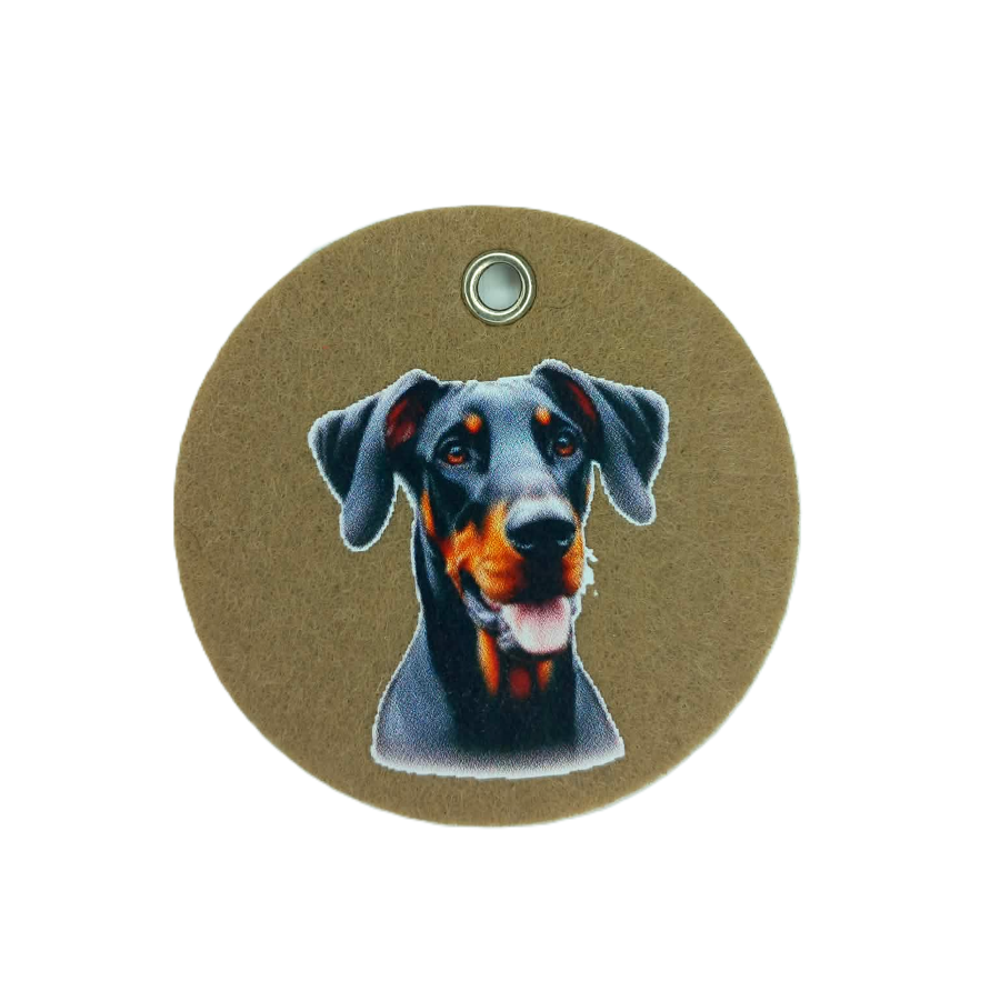Schlüsselanhänger Filz rund Ø ca.70 mm mit Dobermann