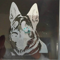 Spiegelfliese ca. 20 x 20 cm Schäferhund