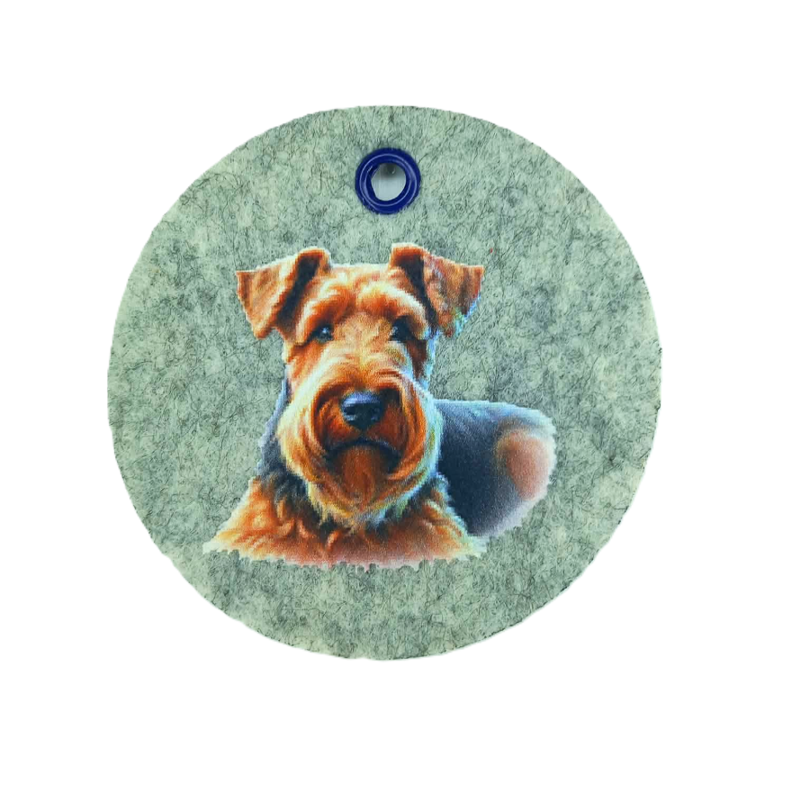 Schlüsselanhänger Filz rund Ø ca.70 mm mit Airedale oder Welsh Terrier