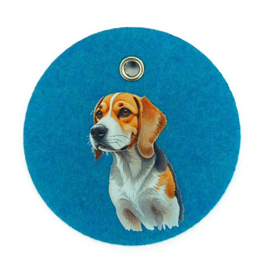 Schlüsselanhänger Filz rund Ø ca.70 mm mit Beagle