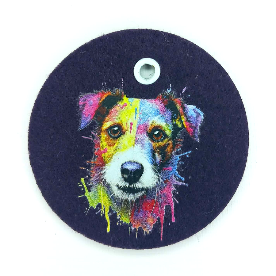 Schlüsselanhänger Filz rund Ø ca.70 mm mit Jack Russell Terrier
