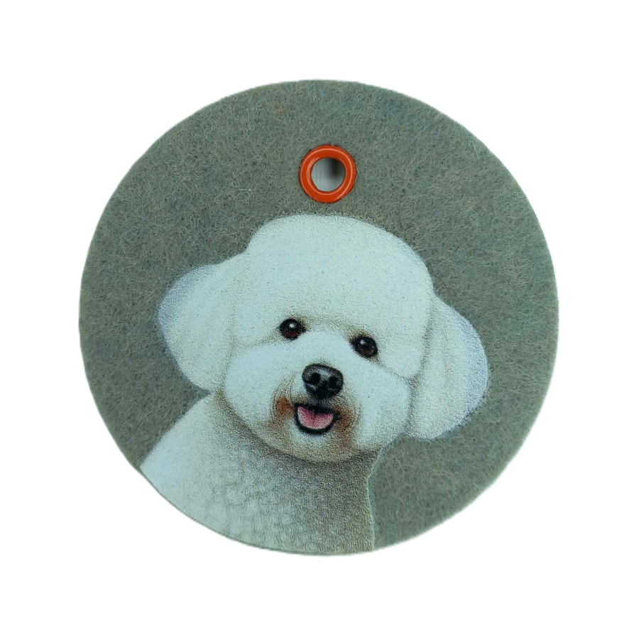 Schlüsselanhänger Filz rund Ø ca.70 mm mit Bichon Frise