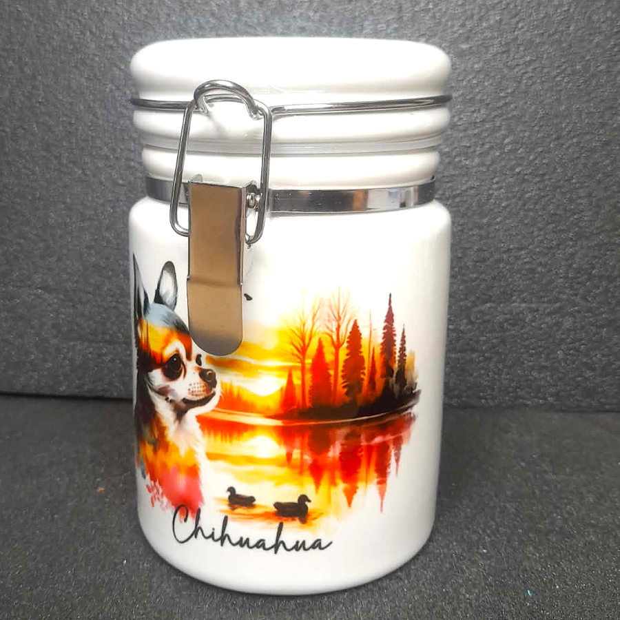 Keramikdose mit Keramikklappdeckel Chihuahua