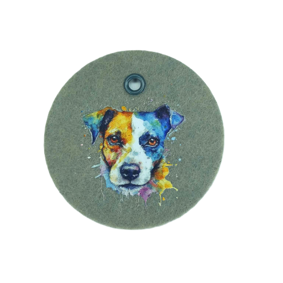 Schlüsselanhänger Filz rund Ø ca.70 mm mit Jack Russell Terrier