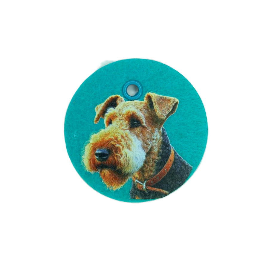 Schlüsselanhänger Filz rund Ø ca.60 mm mit Airedale Terrier / Welsh Terrier