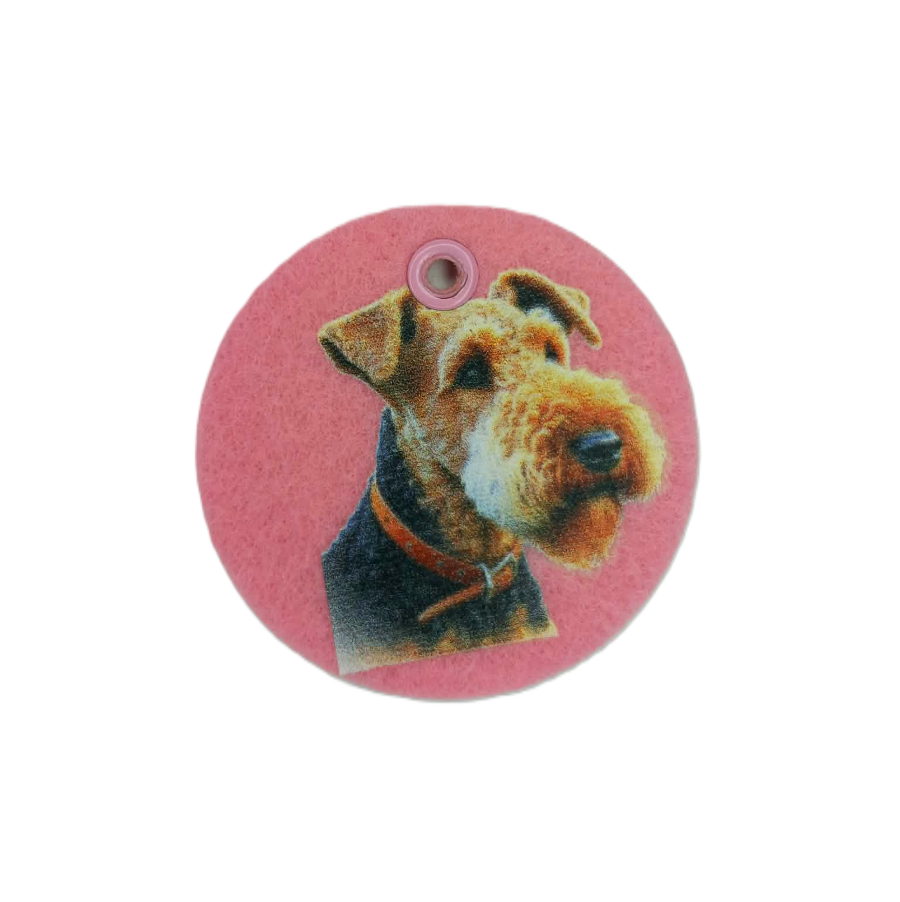 Schlüsselanhänger Filz rund Ø ca.60 mm mit Airedale Terrier / Welsh Terrier