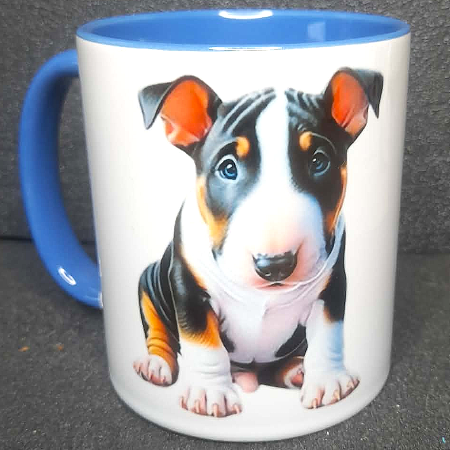 Keramiktasse Bullterrier Welpe beidseitig bedruckt
