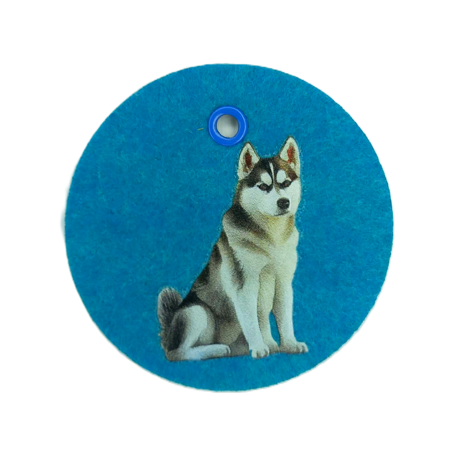 Schlüsselanhänger Filz rund Ø ca.70 mm mit mit Husky