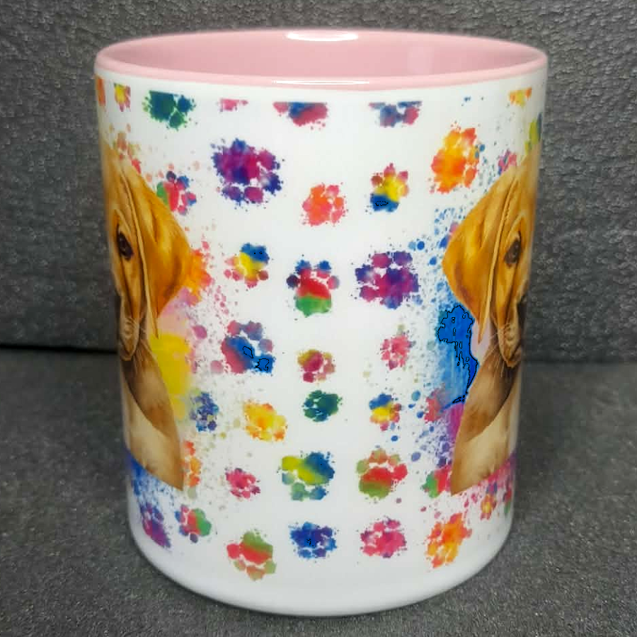 Keramiktasse Labrador blond Welpe beidseitig bedruckt
